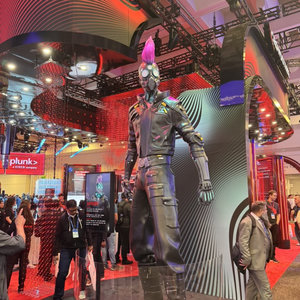 Cyberpunk-themed booth